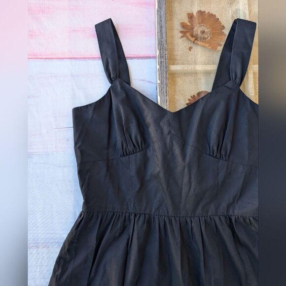 Loft Black & White Floral Embroidered Fit & Flare Sundress Dress 10 Classic - Picture 2 of 7